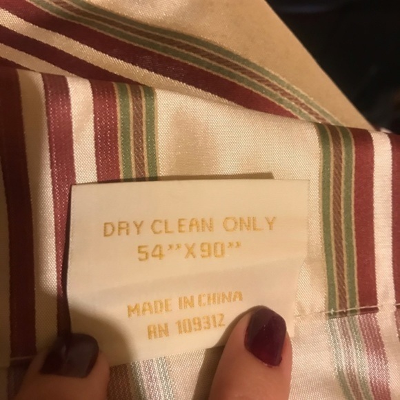 Rodeo Home Red Beige stripe silk long Drapes 90” - Picture 3 of 4